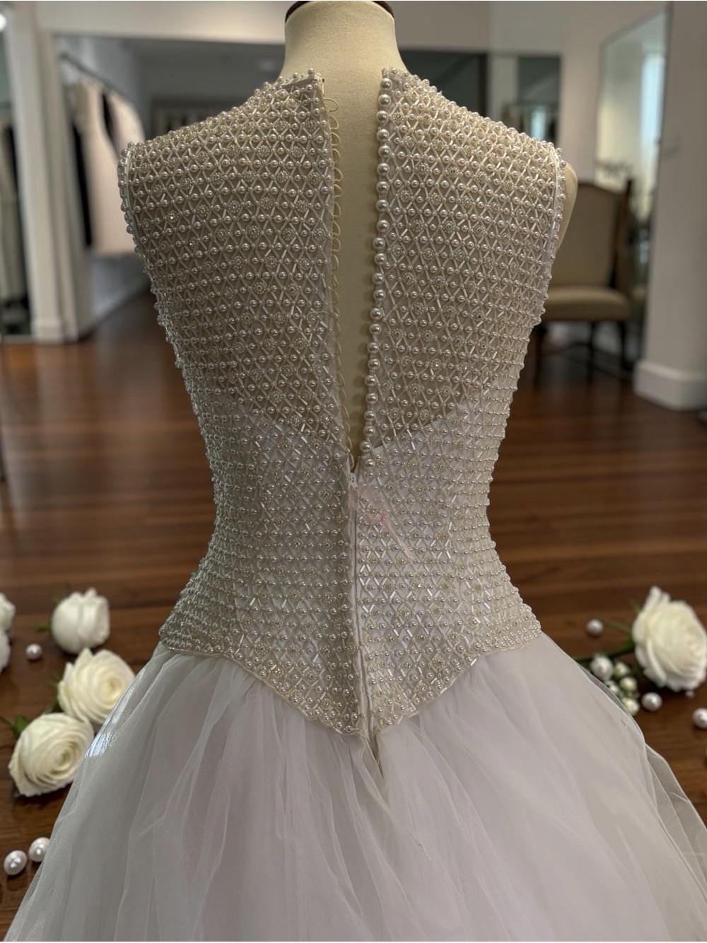 L'Amour Ivory Beaded Bodice Tulle Ball Gown - Picture 8 of 16